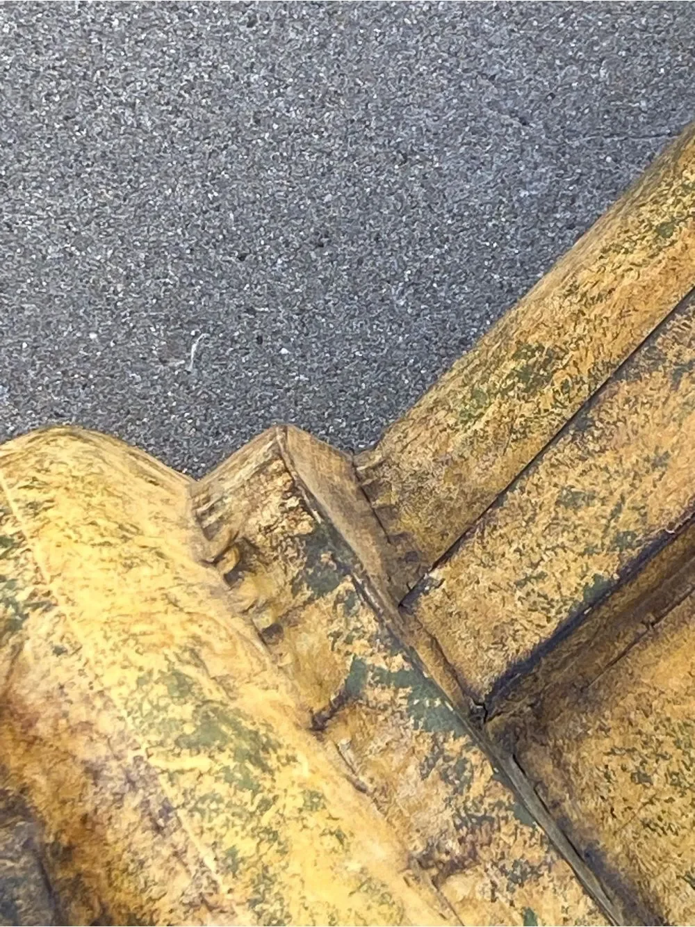 Distressed Yellow Decorative Floor Vase with Ring Accent